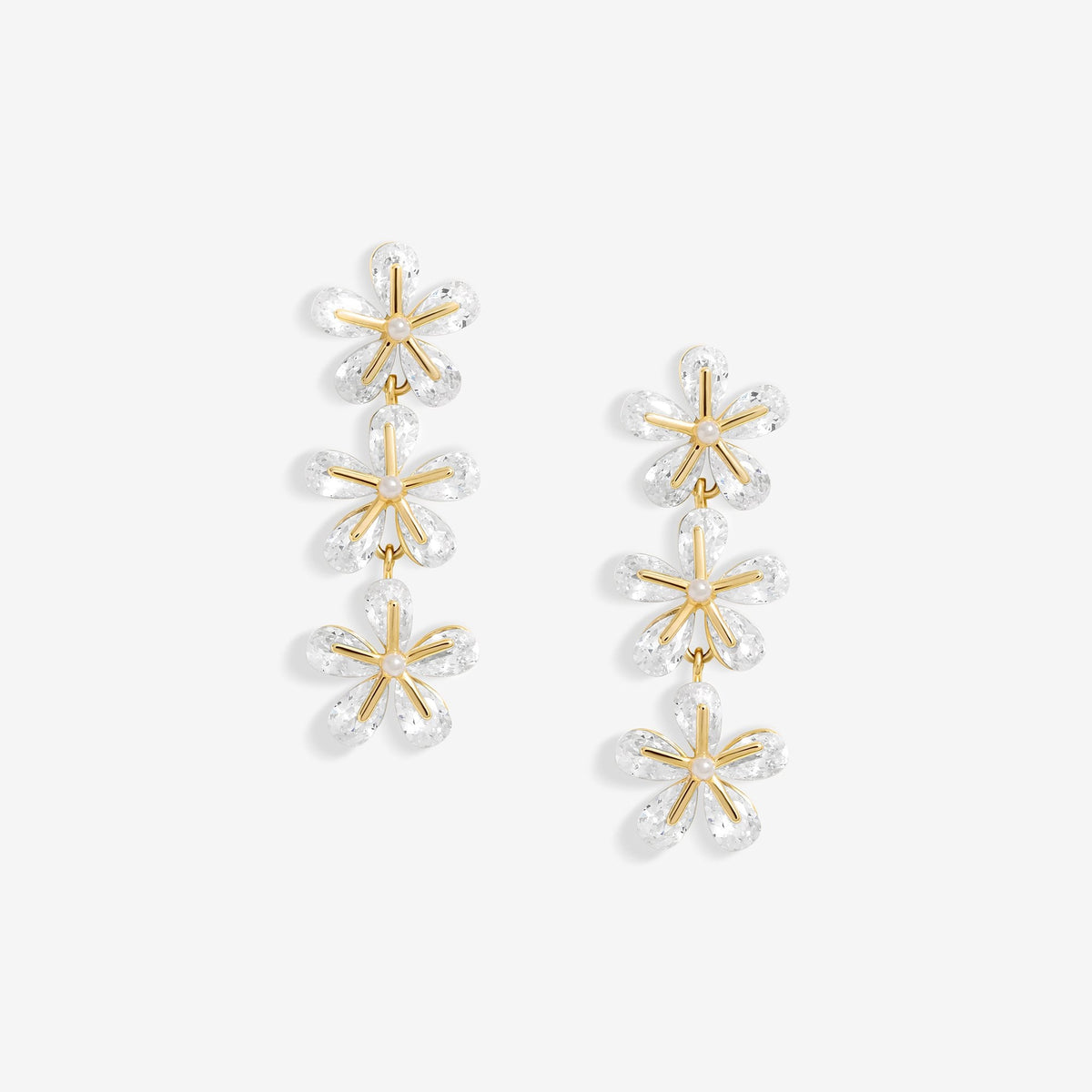 Jon Richard Gold Plated Multi Floral Drop Earrings