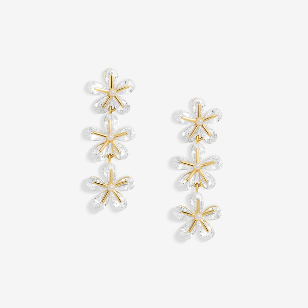 Jon Richard Gold Plated Multi Floral Drop Earrings