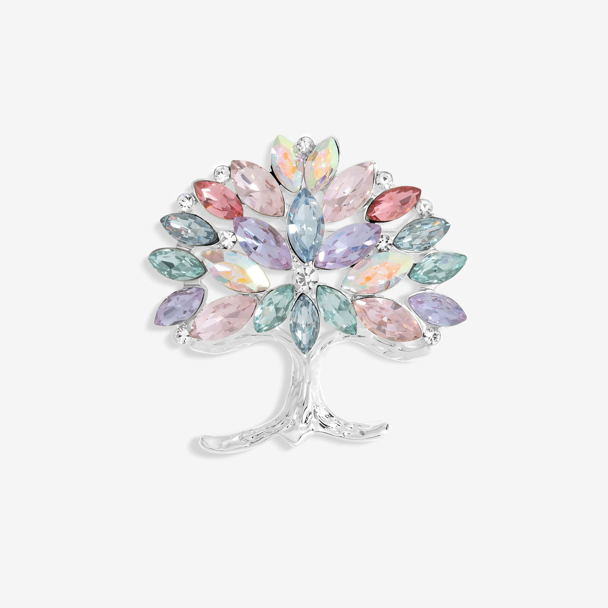 Jon Richard Silver Plated Multi Coloured Tree Of Life Brooch - Gift Boxed