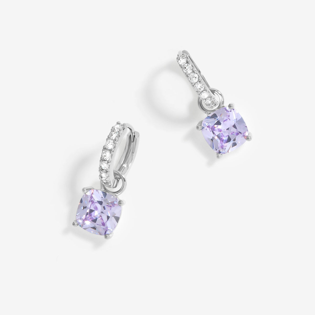Jon Richard Rhodium And Lavender Huggie Earrings