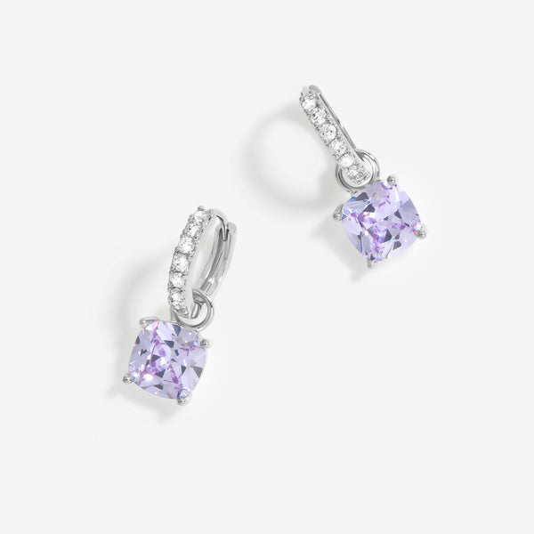 Jon Richard Rhodium And Lavender Huggie Earrings