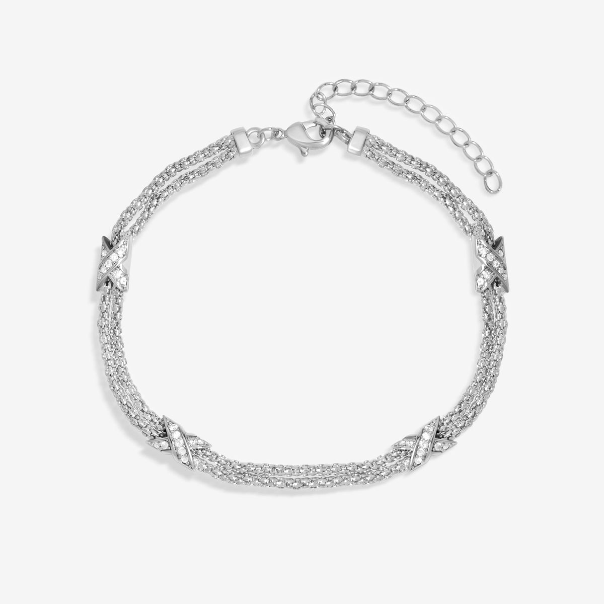 Jon Richard Rhodium Plated Mesh And Kiss Bracelet