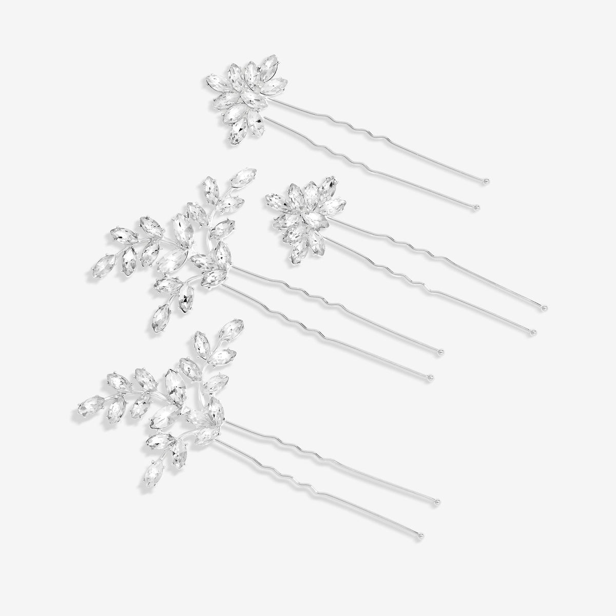 Jon Richard Silver Plated Crystal Hair Pins - Pack Of 4