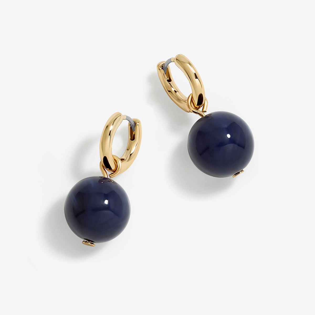 Mood Gold Blue Lapis Orb Huggie Hoop Earrings