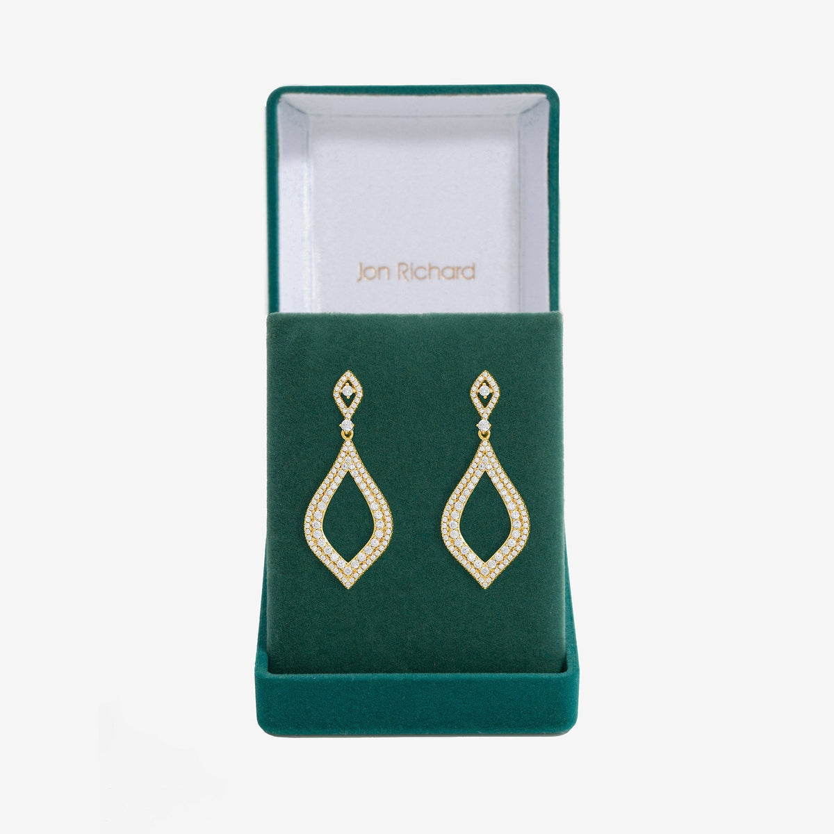 Jon Richard Gold Plated Cubic Zirconia Open Pear Earrings - Gift Boxed