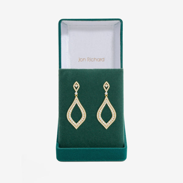 Jon Richard Gold Plated Cubic Zirconia Open Pear Earrings - Gift Boxed