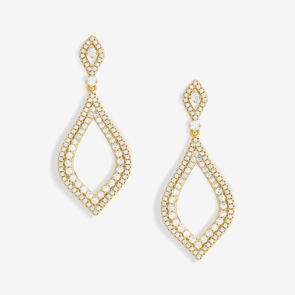 Jon Richard Gold Plated Cubic Zirconia Open Pear Earrings - Gift Boxed