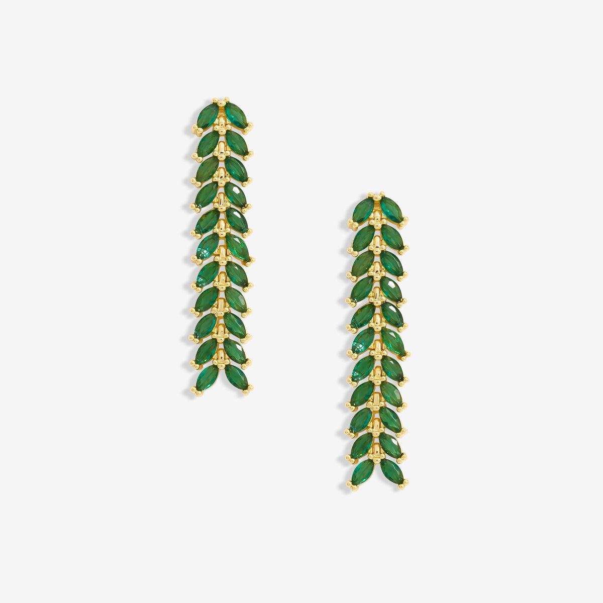 Jon Richard Gold Plated Linear Green Leaf Earrings