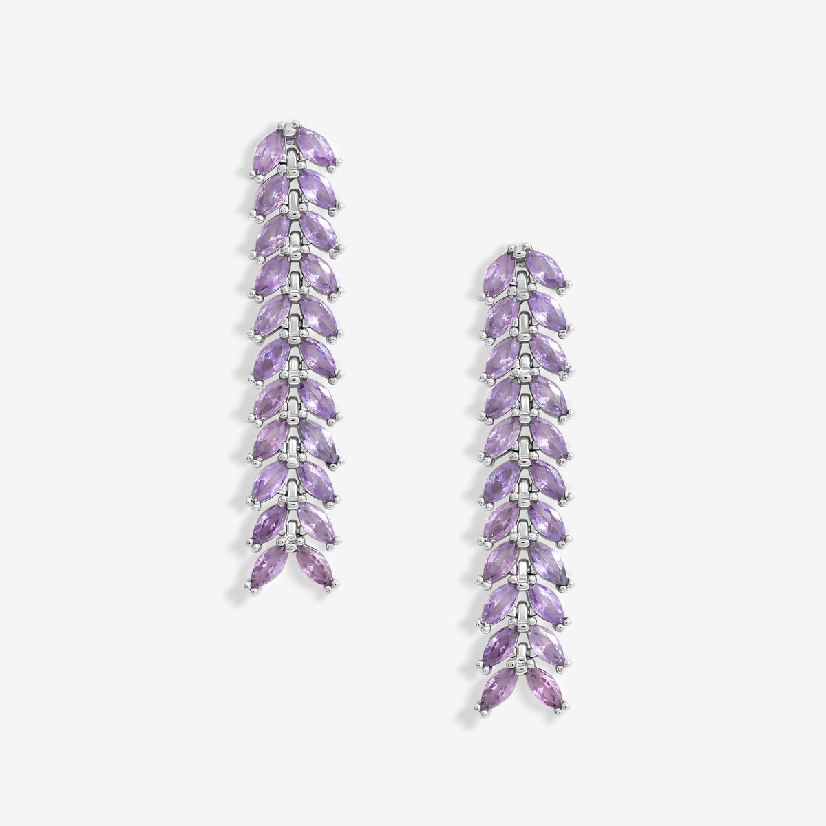 Jon Richard Rhodium Plated Lavender Leaf Earrings