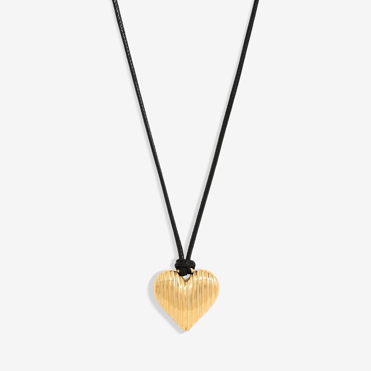 Jon Richard Black Cord And Gold Plated Ridge Heart Pendant