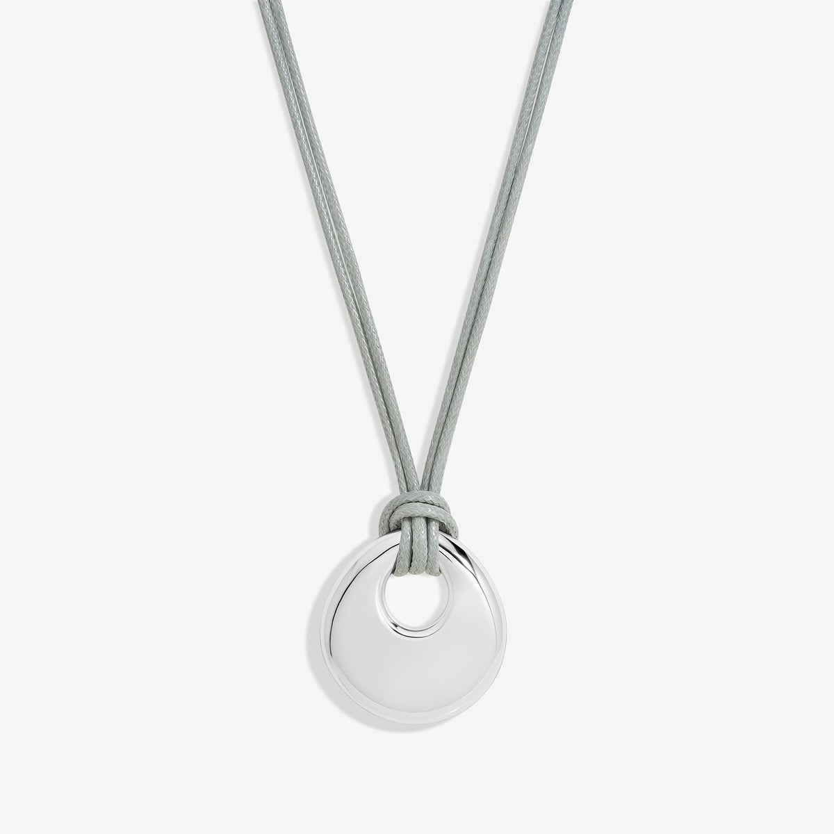 Jon Richard Grey Cord And Silver Plated Polished Pendant