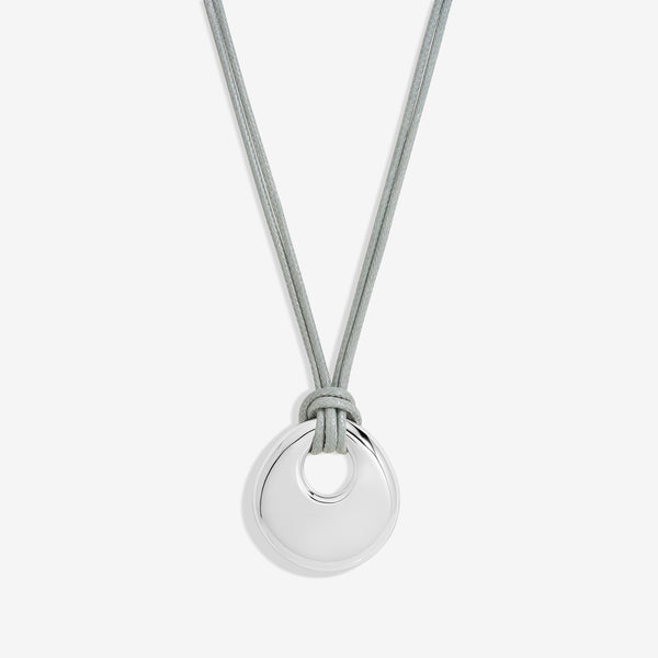 Jon Richard Grey Cord And Silver Plated Polished Pendant