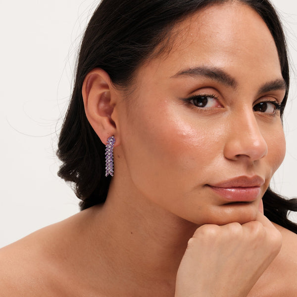 Jon Richard Rhodium Plated Lavender Leaf Earrings