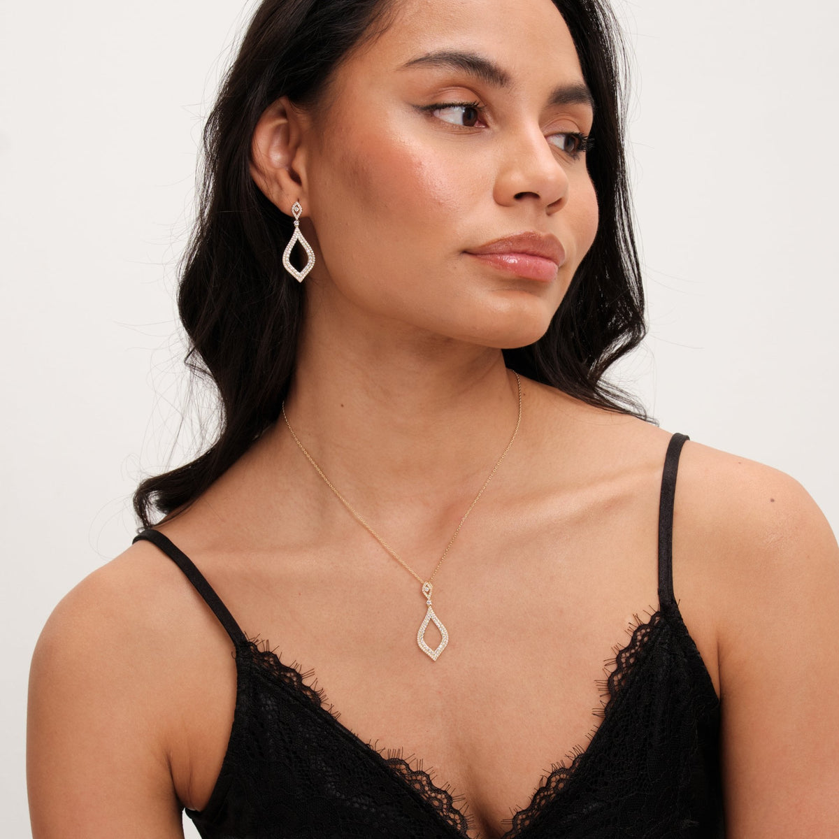Jon Richard Gold Plated Cubic Zirconia Open Pear Earrings - Gift Boxed