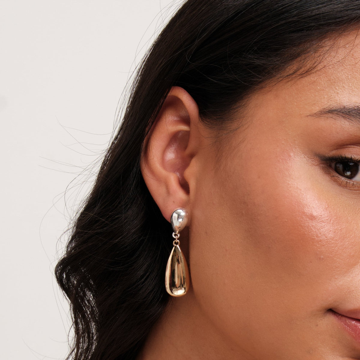 Jon Richard Two Tone Polished Drop Earrings
