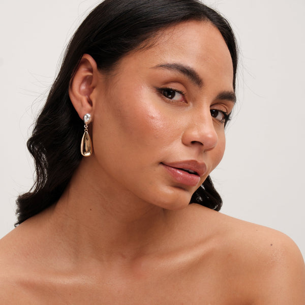 Jon Richard Two Tone Polished Drop Earrings