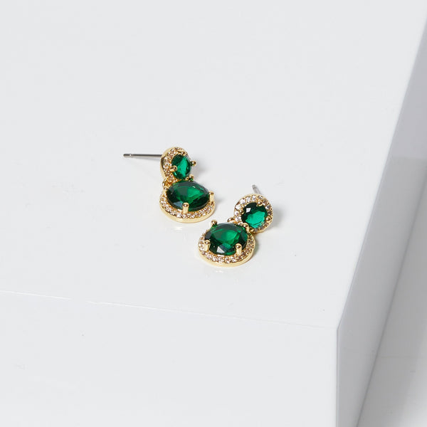 Jon Richard Gold Plated And Emerald Double Halo Earrings