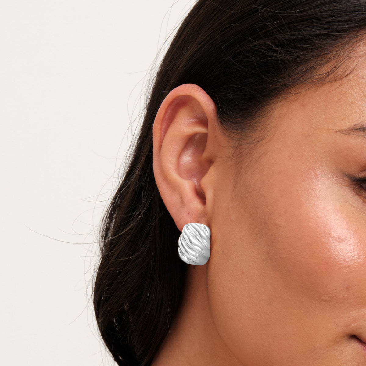 Jon Richard Silver Plated Large Ridge Hoop Earrings