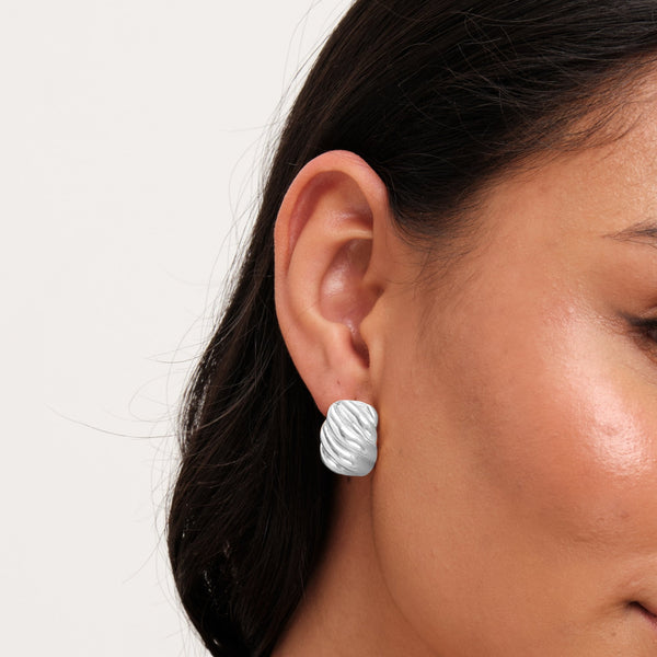 Jon Richard Silver Plated Large Ridge Hoop Earrings