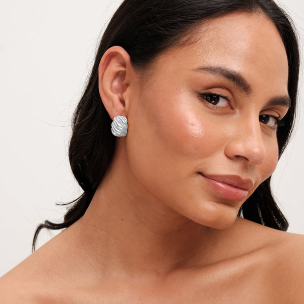 Jon Richard Silver Plated Large Ridge Hoop Earrings