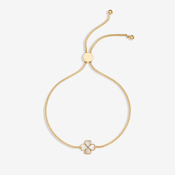 Jon Richard Gold Plated And Mother Of Pearl Enamel Heart Clover Toggle Bracelet