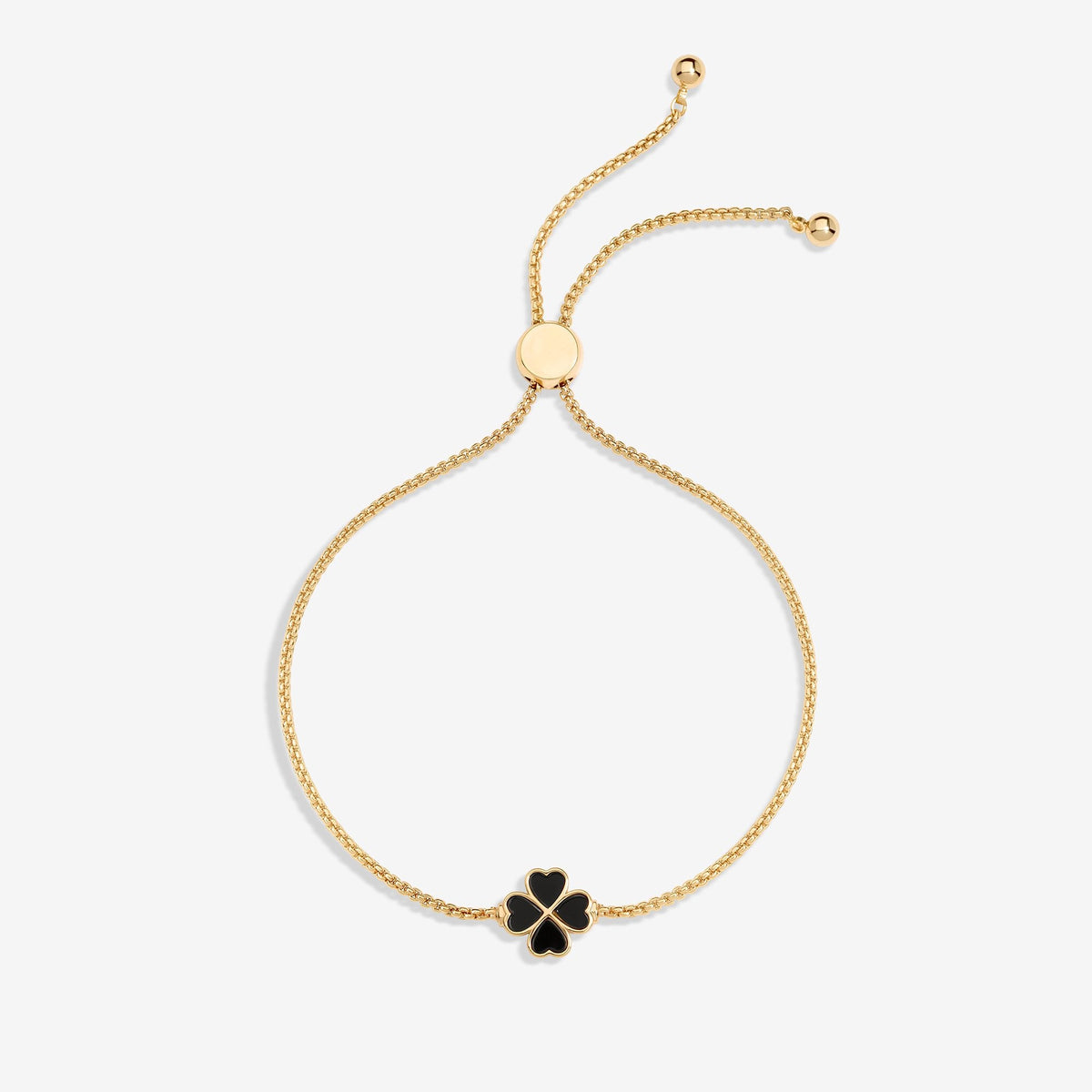 Jon Richard Gold Plated And Jet Enamel Heart Clover Toggle Bracelet
