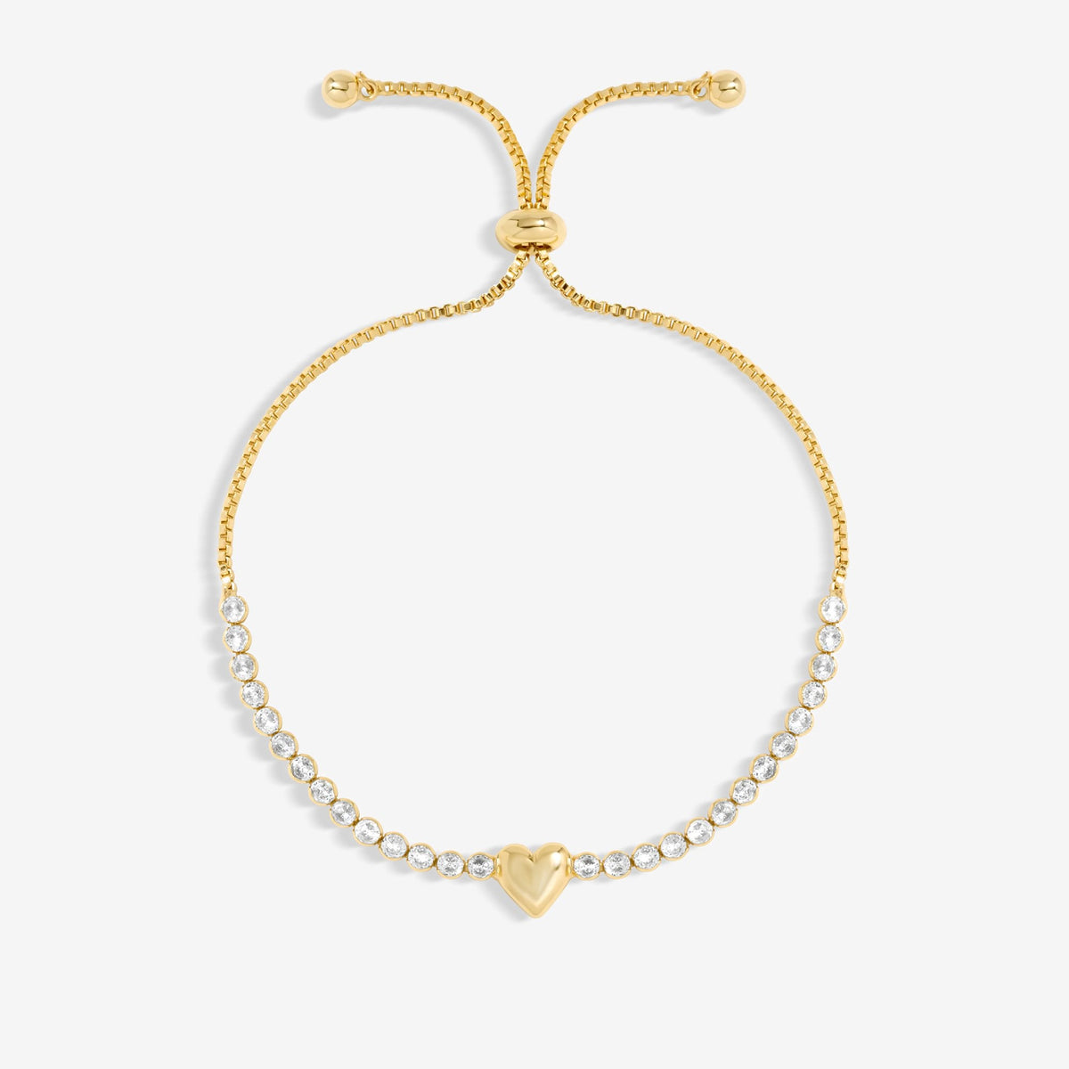 Jon Richard Gold Plated Polished Heart And Crystal Toggle Bracelet