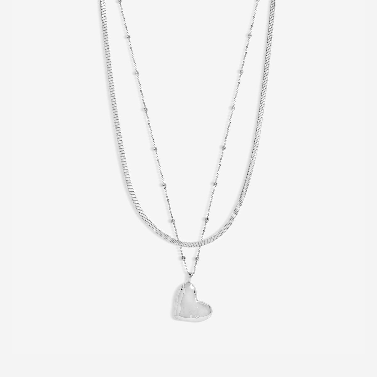 Jon Richard Silver Plated Double Row Molten Heart Necklace