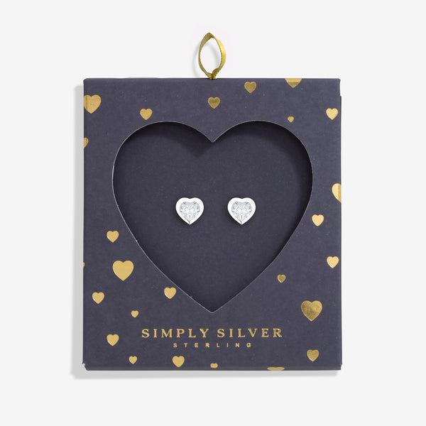 Simply Silver Sterling Silver 925 Heart Stud Earrings - Gift Boxed