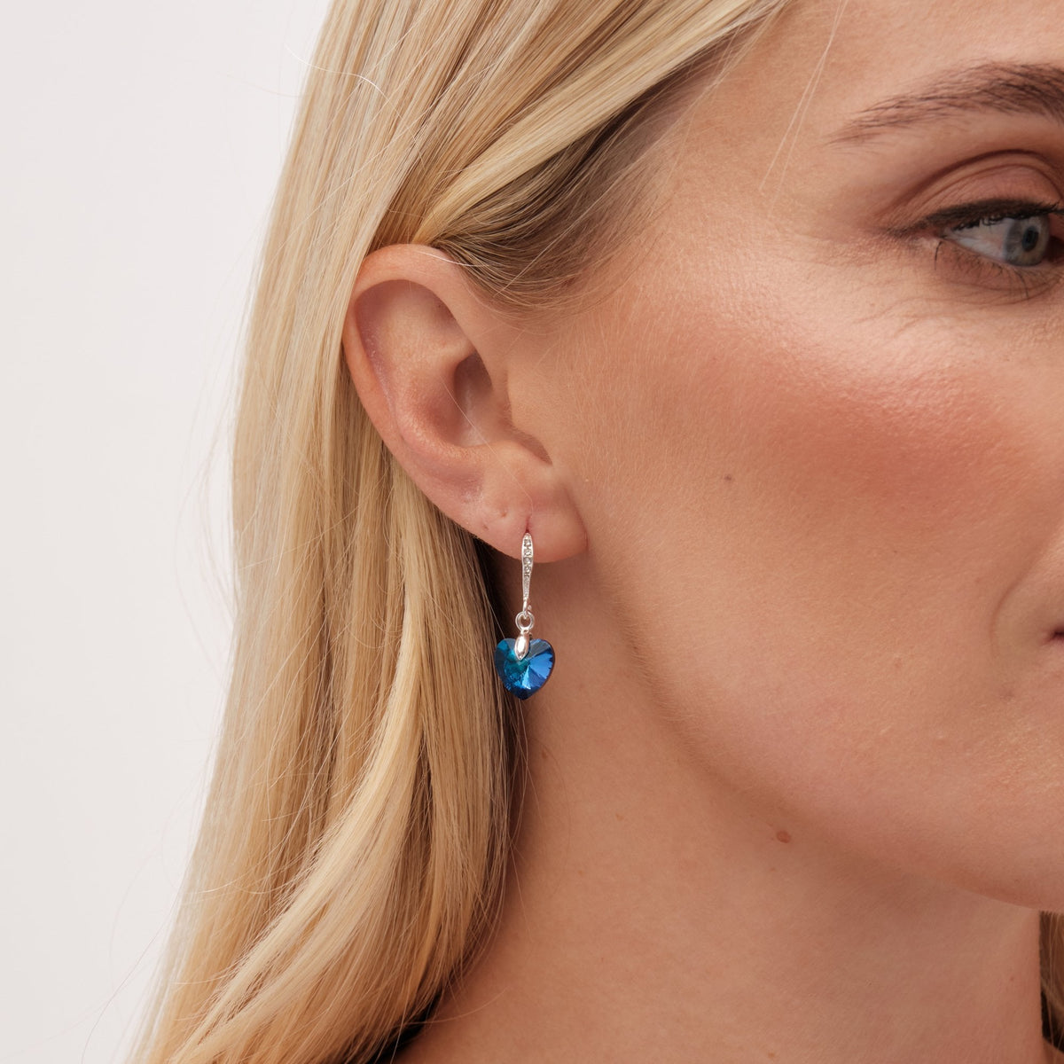 Jon Richard Radiance Collection Silver Plated Blue Bermuda Heart Drop Earrings