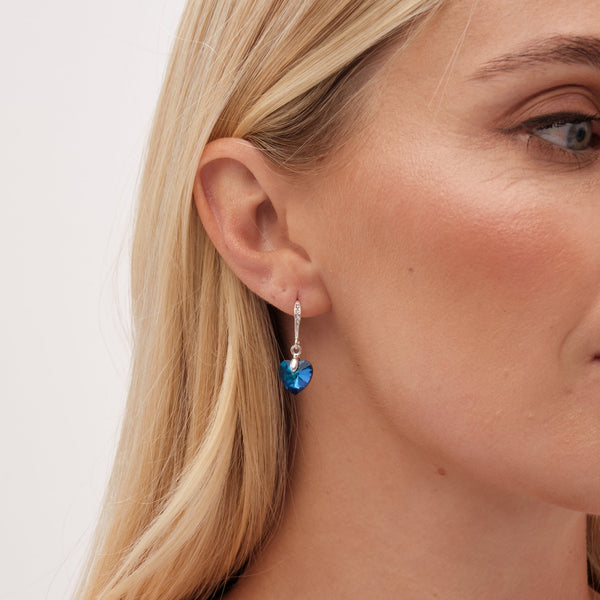 Jon Richard Radiance Collection Silver Plated Blue Bermuda Heart Drop Earrings