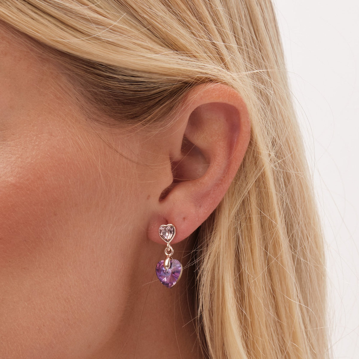 Jon Richard Radiance Collection Rose Gold Plated Pink Heart Drop Earrings