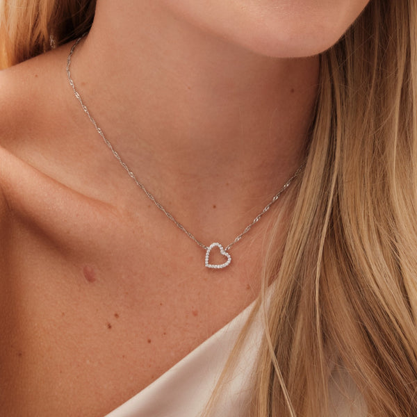 Jon Richard Rhodium Plated Cubic Zirconia Open Heart Set - Gift Boxed