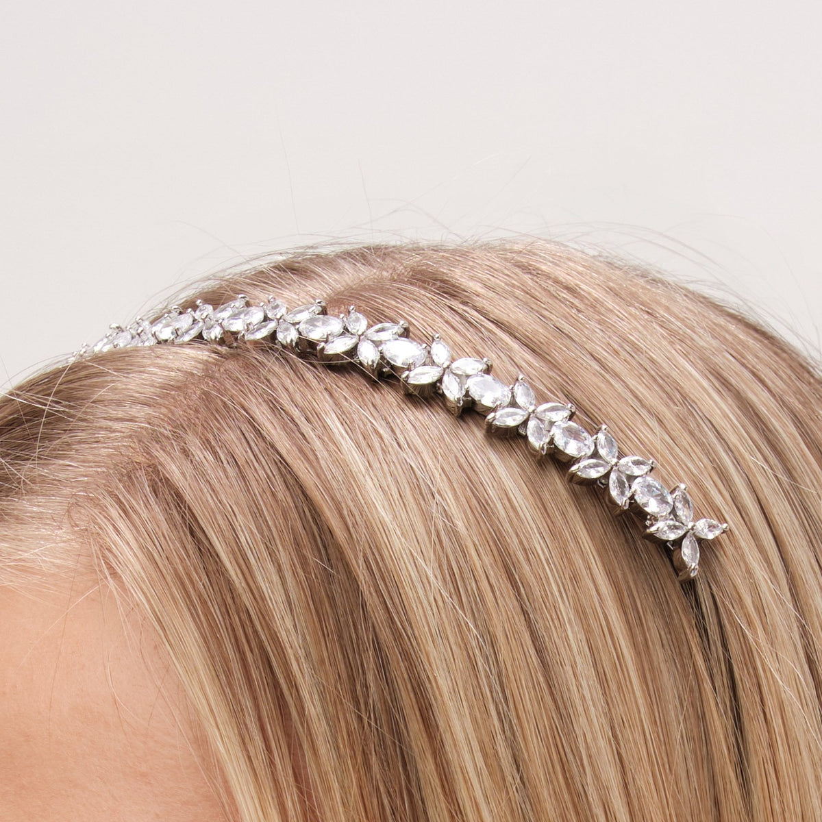 Jon Richard Silver Plated Crystal Floral Single Row Headband