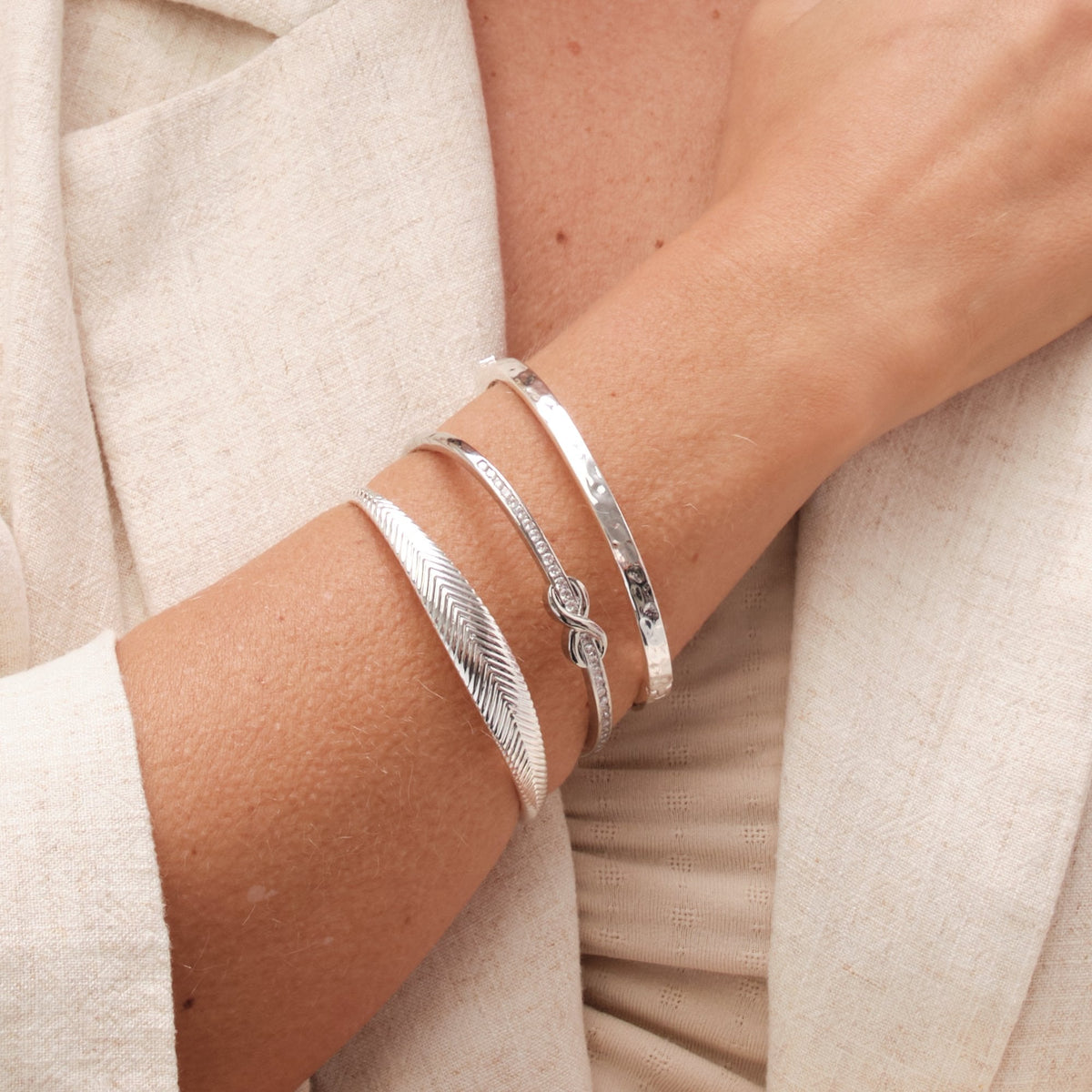Jon Richard Rhodium Plated Cubic Zirconia Infinity Bangle