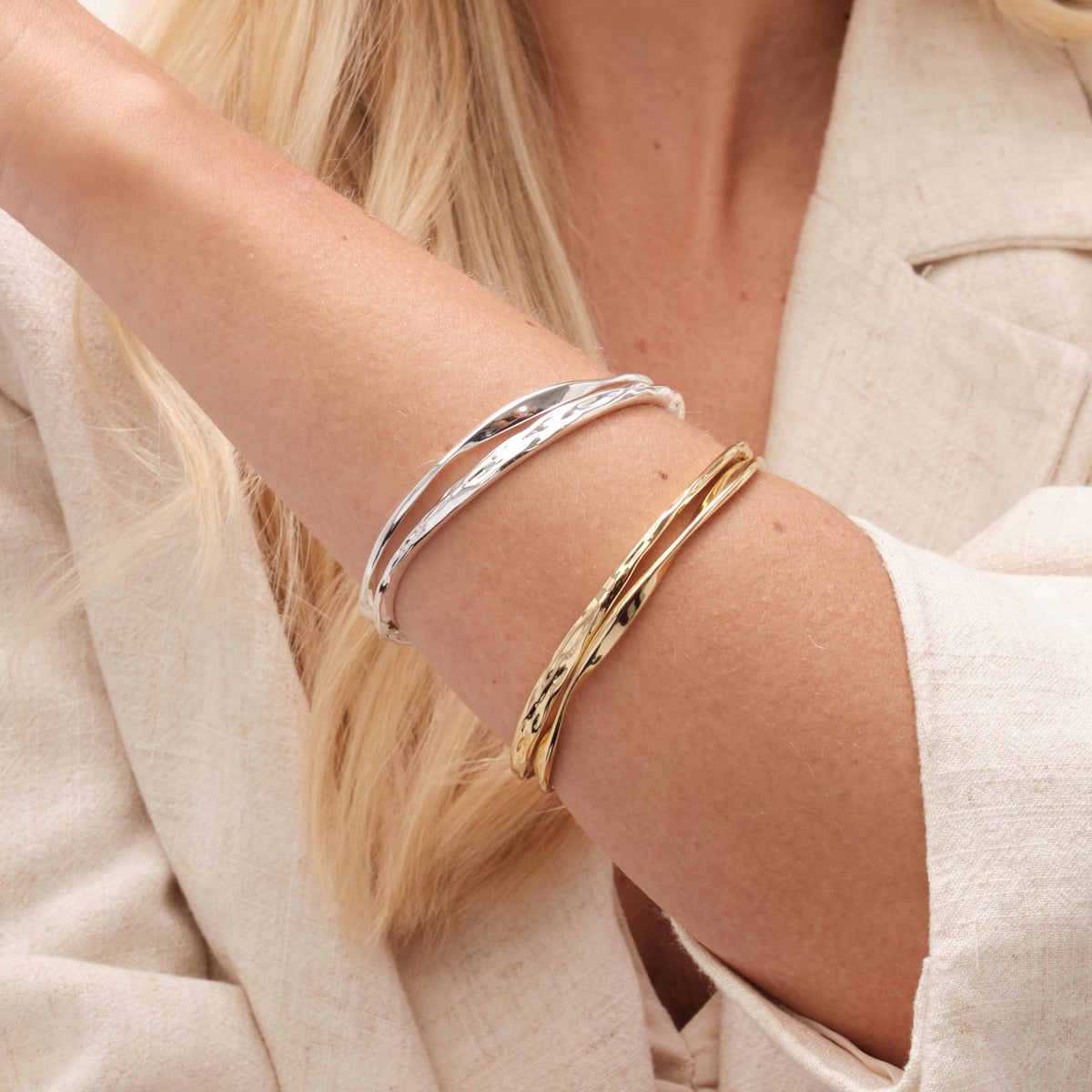 Jon Richard Gold Plated Polished Bangles - Pack Of 2