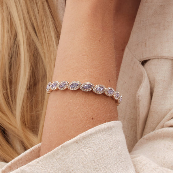 Jon Richard Gold Plated And Lavender Navette Stretch Bracelet