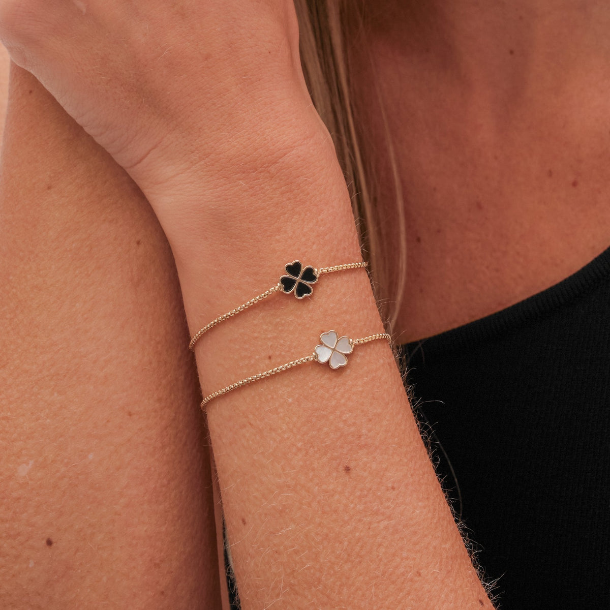 Jon Richard Gold Plated And Mother Of Pearl Enamel Heart Clover Toggle Bracelet