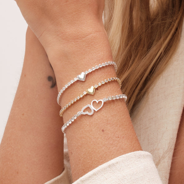 Jon Richard Gold Plated Polished Heart And Crystal Toggle Bracelet