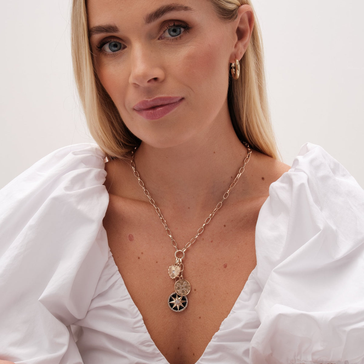 Mood Gold Black And Crystal Celestial Charm Pendant Necklace