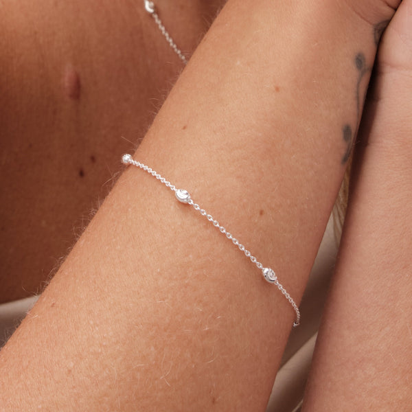 Simply Silver Sterling Silver 925 Polished Textured Nugget Chain Bracelet