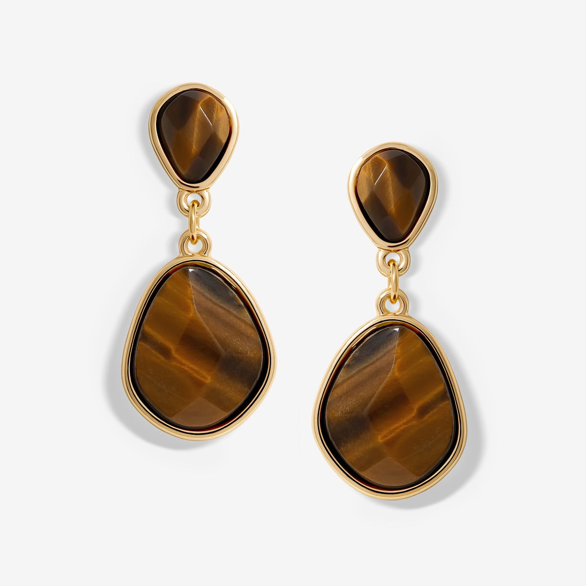 Jon Richard Gold Plated Tigers Eye Pear Drop Earrings