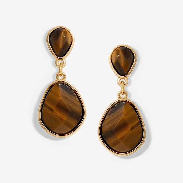 Jon Richard Gold Plated Tigers Eye Pear Drop Earrings