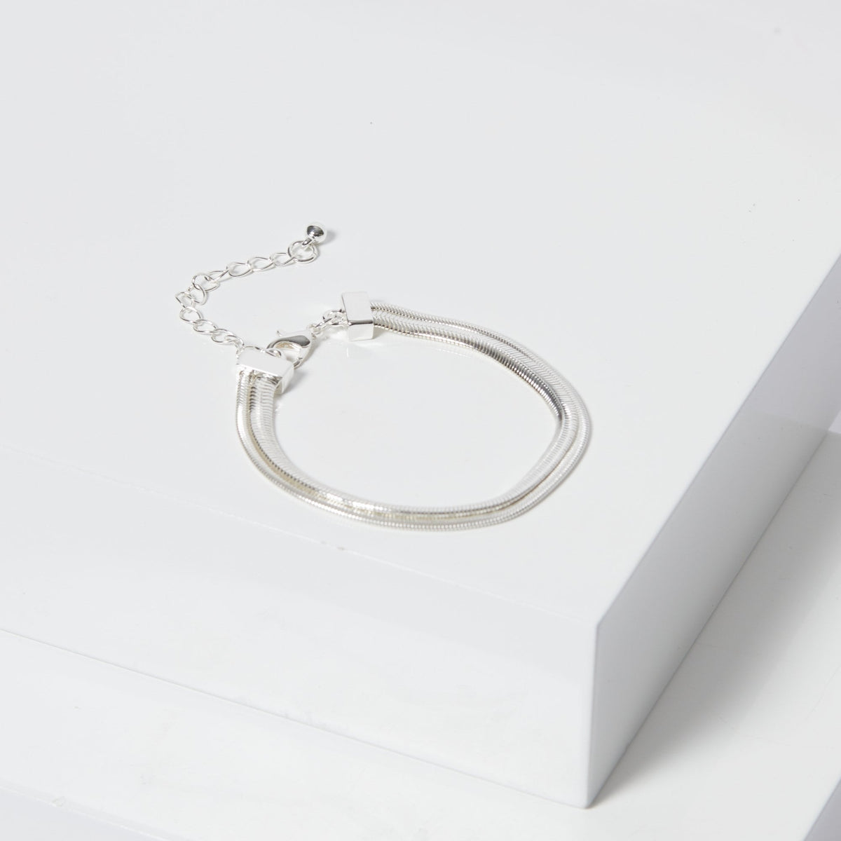 Jon Richard Silver Plated Double Row Snake Chain Bracelet