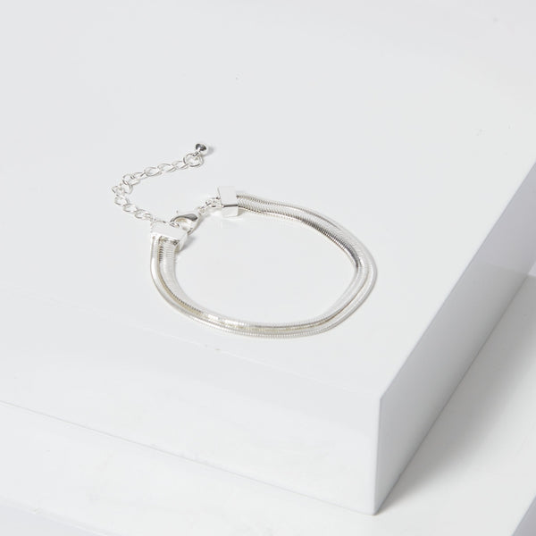 Jon Richard Silver Plated Double Row Snake Chain Bracelet