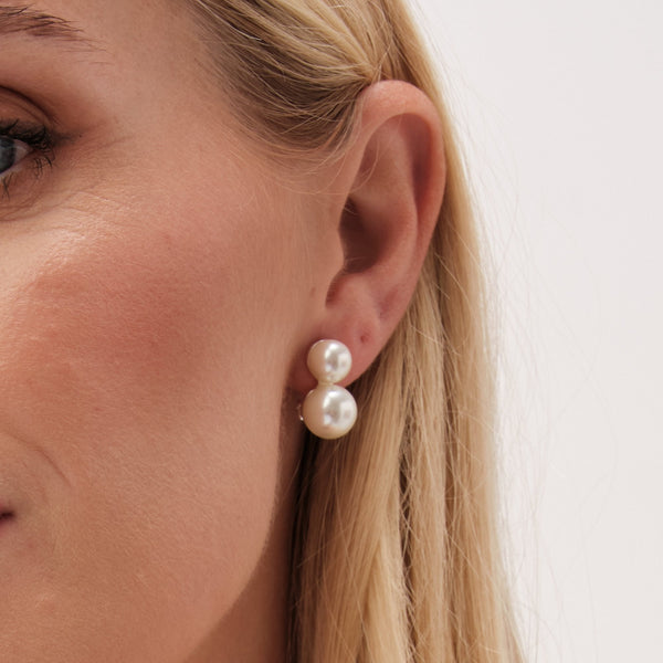 Jon Richard Double Pearl Clip Earrings
