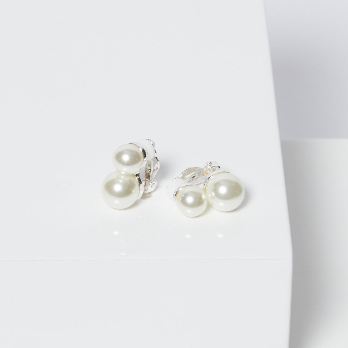 Jon Richard Double Pearl Clip Earrings