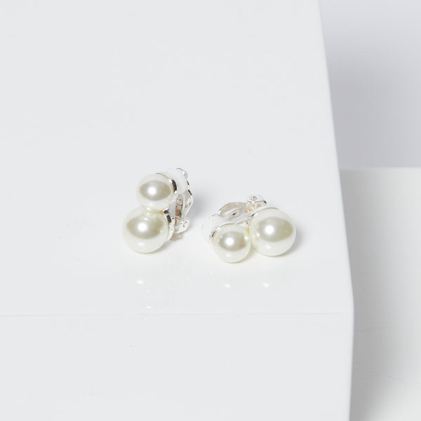 Jon Richard Double Pearl Clip Earrings