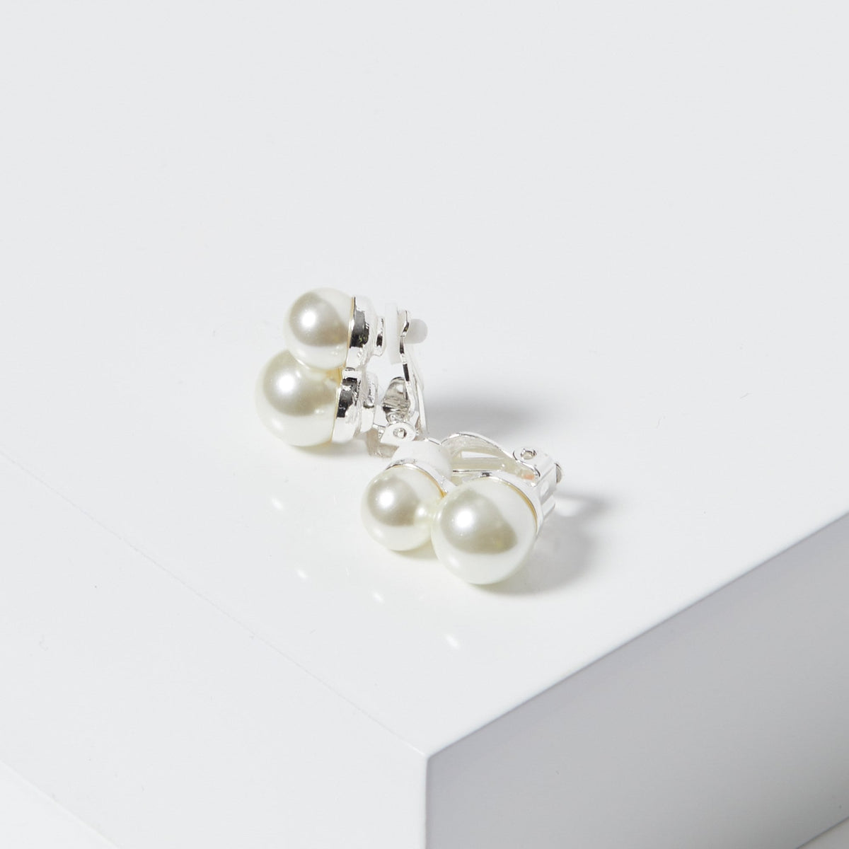 Jon Richard Double Pearl Clip Earrings