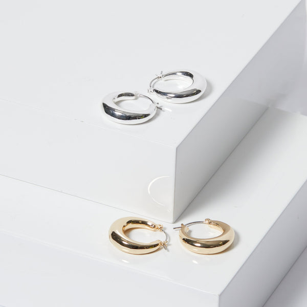 Jon Richard Silver Plated Graduated Hoop Earrings